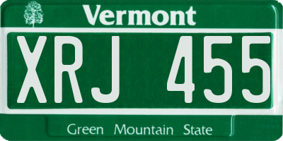 VT license plate XRJ455