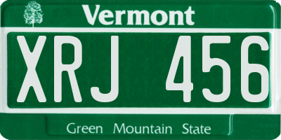 VT license plate XRJ456