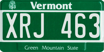 VT license plate XRJ463