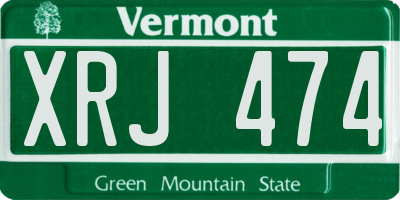 VT license plate XRJ474