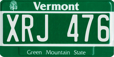VT license plate XRJ476