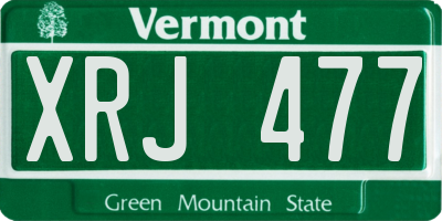VT license plate XRJ477