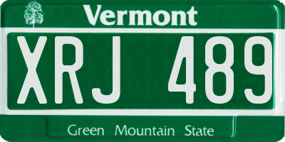 VT license plate XRJ489