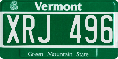 VT license plate XRJ496