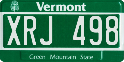 VT license plate XRJ498