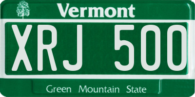 VT license plate XRJ500