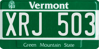 VT license plate XRJ503