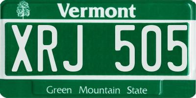VT license plate XRJ505