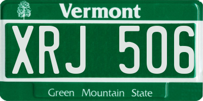 VT license plate XRJ506