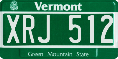 VT license plate XRJ512