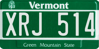 VT license plate XRJ514