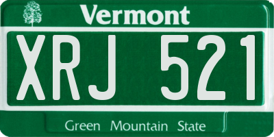 VT license plate XRJ521