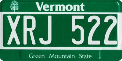 VT license plate XRJ522