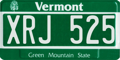 VT license plate XRJ525