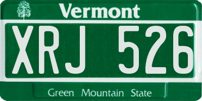 VT license plate XRJ526
