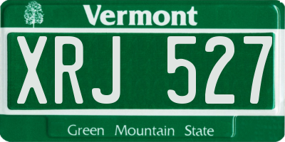 VT license plate XRJ527