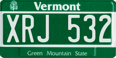 VT license plate XRJ532