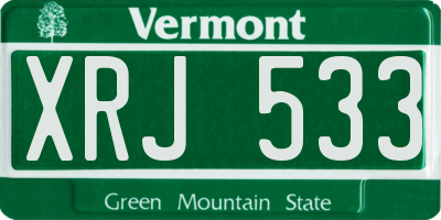 VT license plate XRJ533