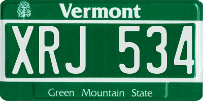 VT license plate XRJ534