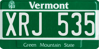 VT license plate XRJ535