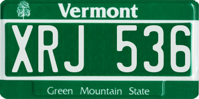 VT license plate XRJ536