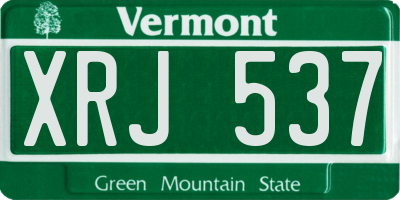 VT license plate XRJ537