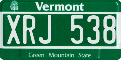 VT license plate XRJ538