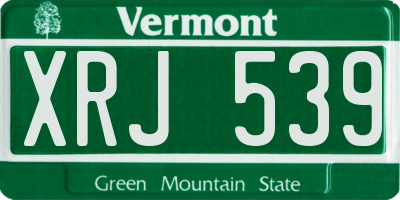 VT license plate XRJ539
