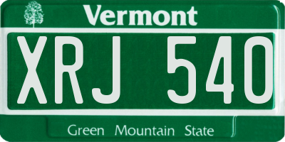 VT license plate XRJ540