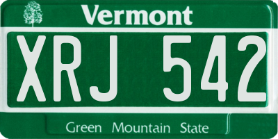 VT license plate XRJ542