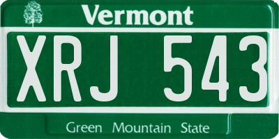 VT license plate XRJ543