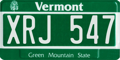VT license plate XRJ547