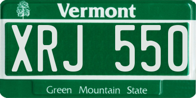 VT license plate XRJ550
