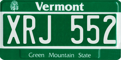 VT license plate XRJ552