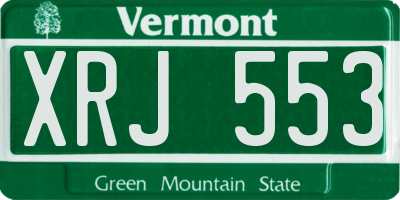 VT license plate XRJ553