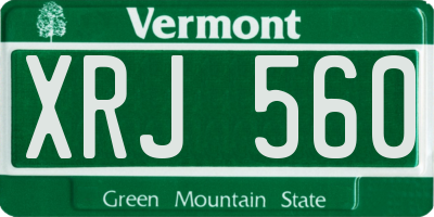 VT license plate XRJ560