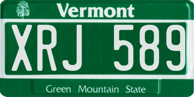 VT license plate XRJ589