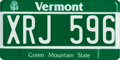 VT license plate XRJ596