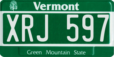 VT license plate XRJ597