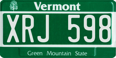 VT license plate XRJ598