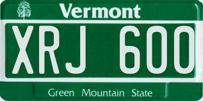 VT license plate XRJ600