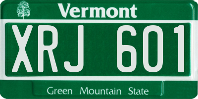 VT license plate XRJ601