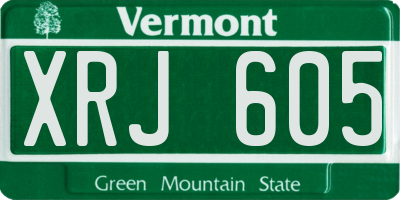 VT license plate XRJ605