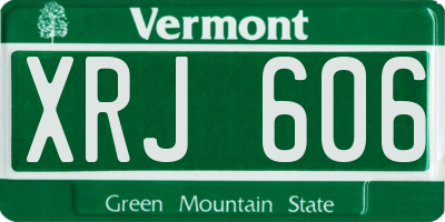 VT license plate XRJ606