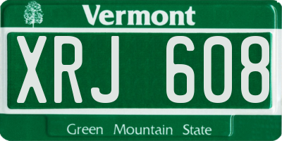 VT license plate XRJ608