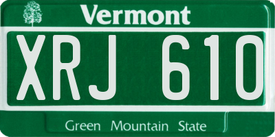 VT license plate XRJ610