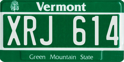VT license plate XRJ614