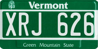 VT license plate XRJ626