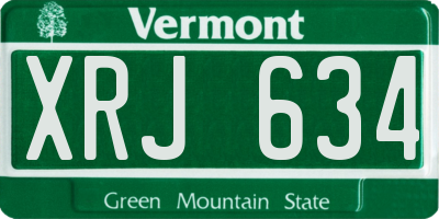 VT license plate XRJ634