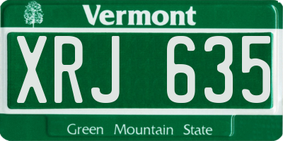 VT license plate XRJ635